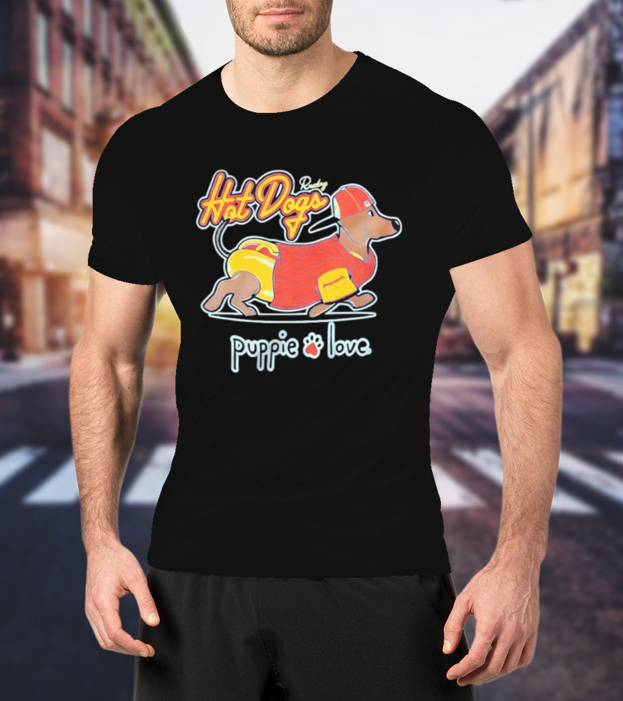 Rockin Hot Dogs Puppie Love Dachshund Dog Lover T-Shirt