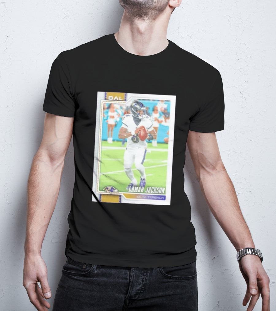 BAL Ravens Lamar Jackson No 8 Quarterback Football Card 2026 T-Shirt