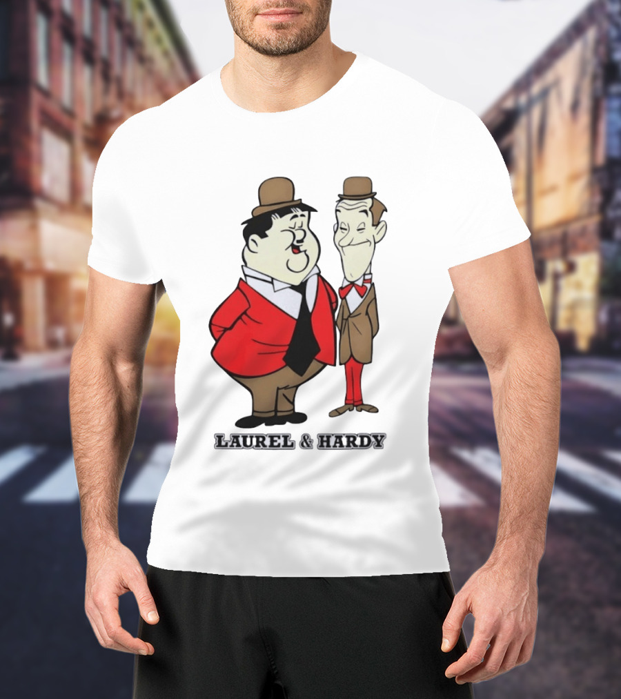 Laurel And Hardy Cartoon Style Classic Comedy T-Shirt