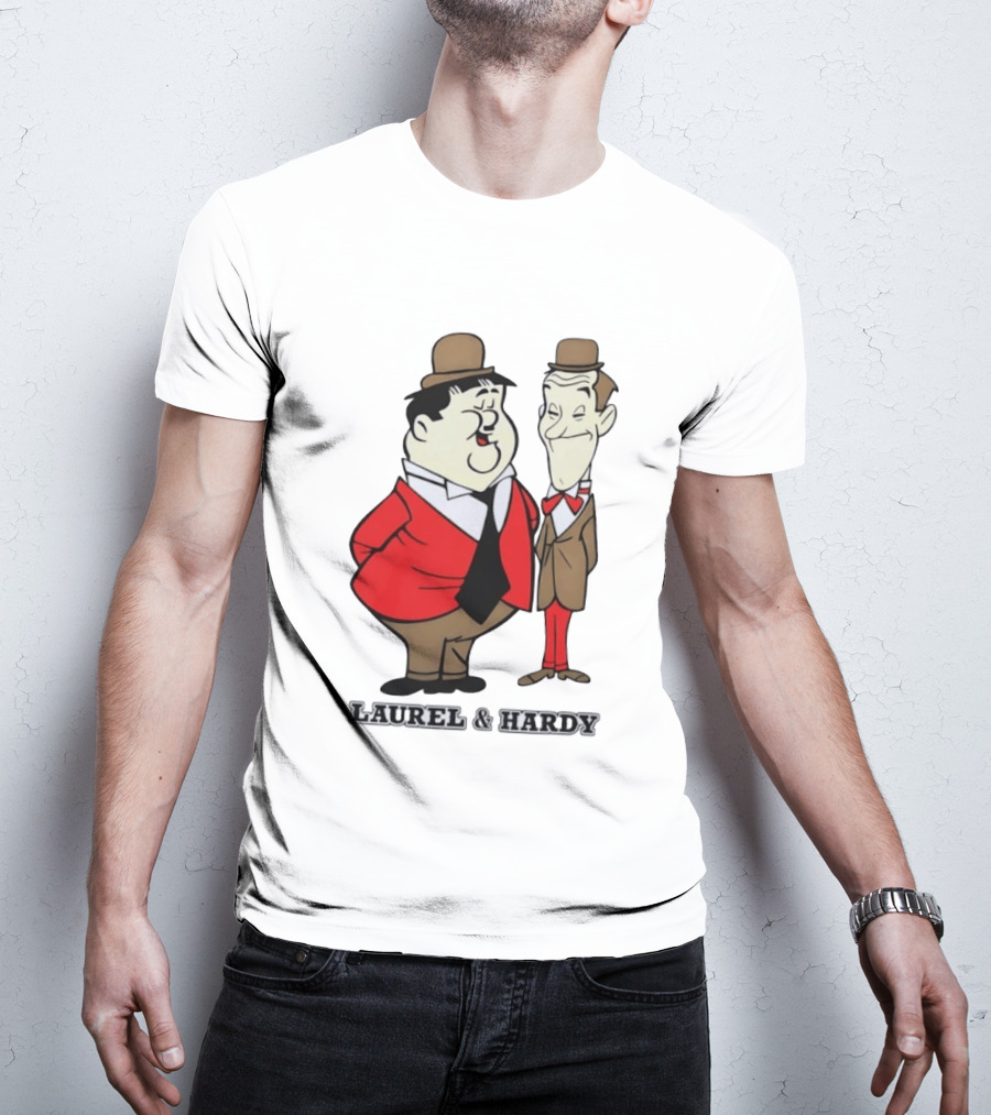 Laurel And Hardy Cartoon Style Classic Comedy T-Shirt