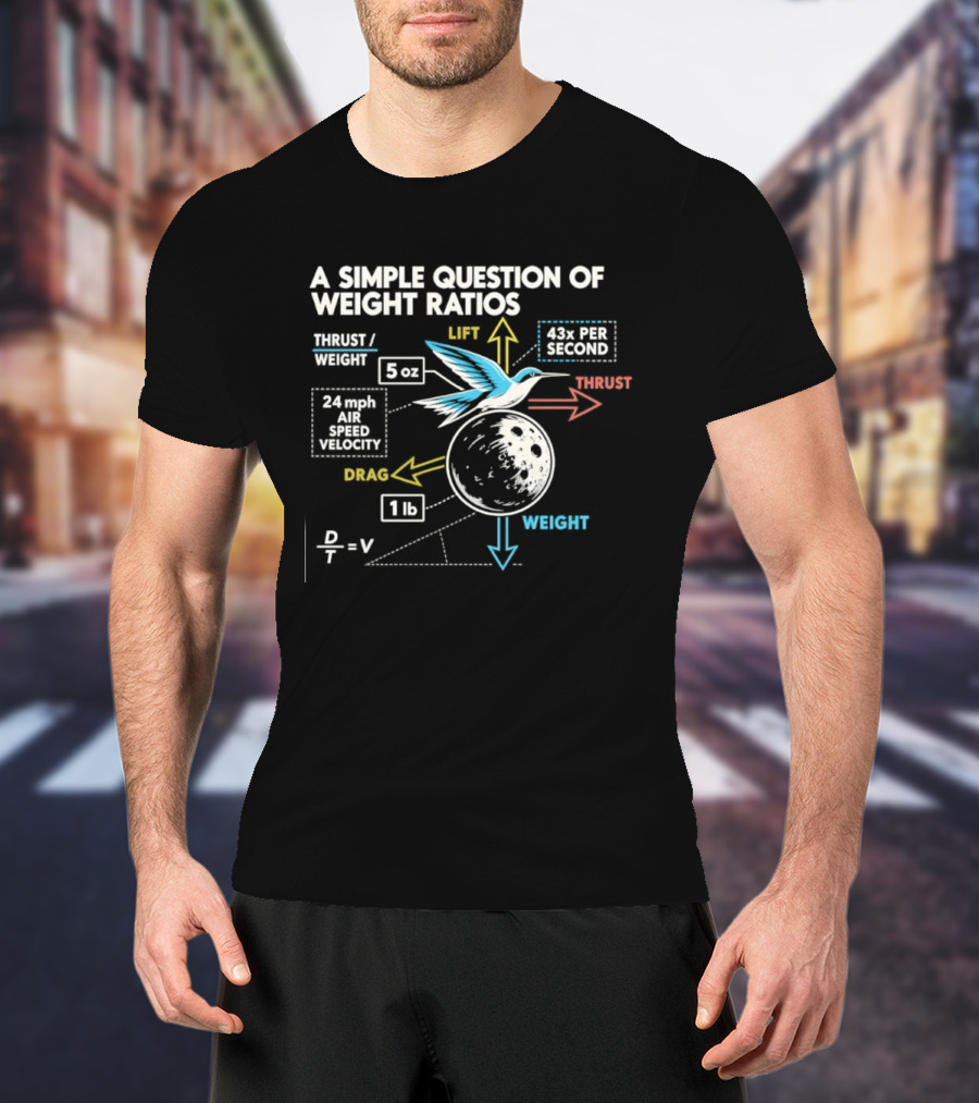 A Simple Question Of Weight Ratios Hummingbird Velocity 24 Mph Terminal Weight Ratio Formula Physics T-Shirt
