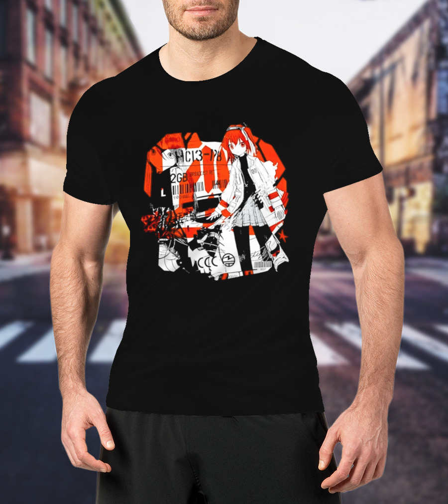 Anime Girl Broadcast Ret Cyberpunk Aesthetic Red Neon T-Shirt