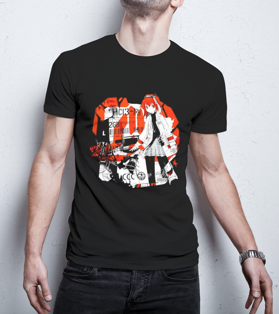 Anime Girl Broadcast Ret Cyberpunk Aesthetic Red Neon T-Shirt