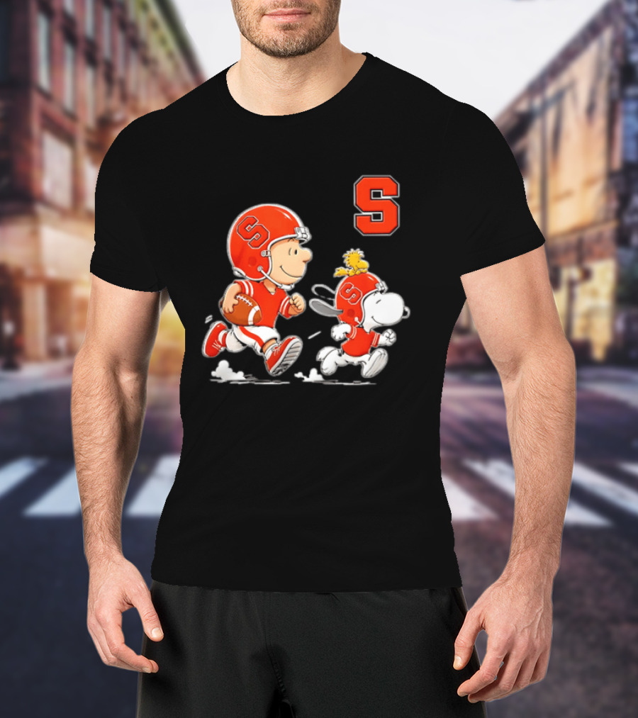Charlie Brown Woodstock Snoopy In Syracuse Orange Football Gear 2026 T-Shirt