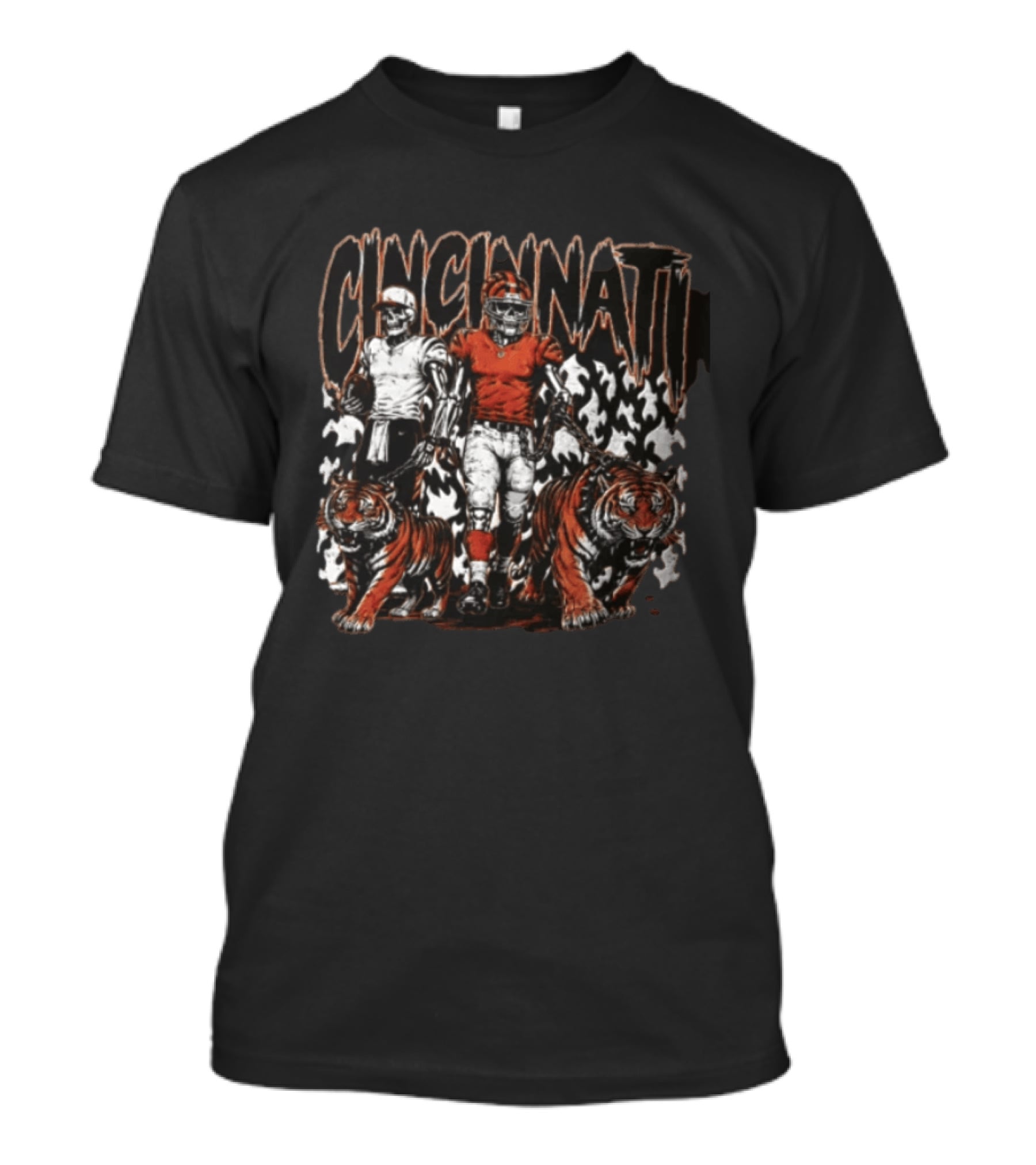 Cincinnati Bengals Skeleton Football Players Walking Tigers T-Shirt