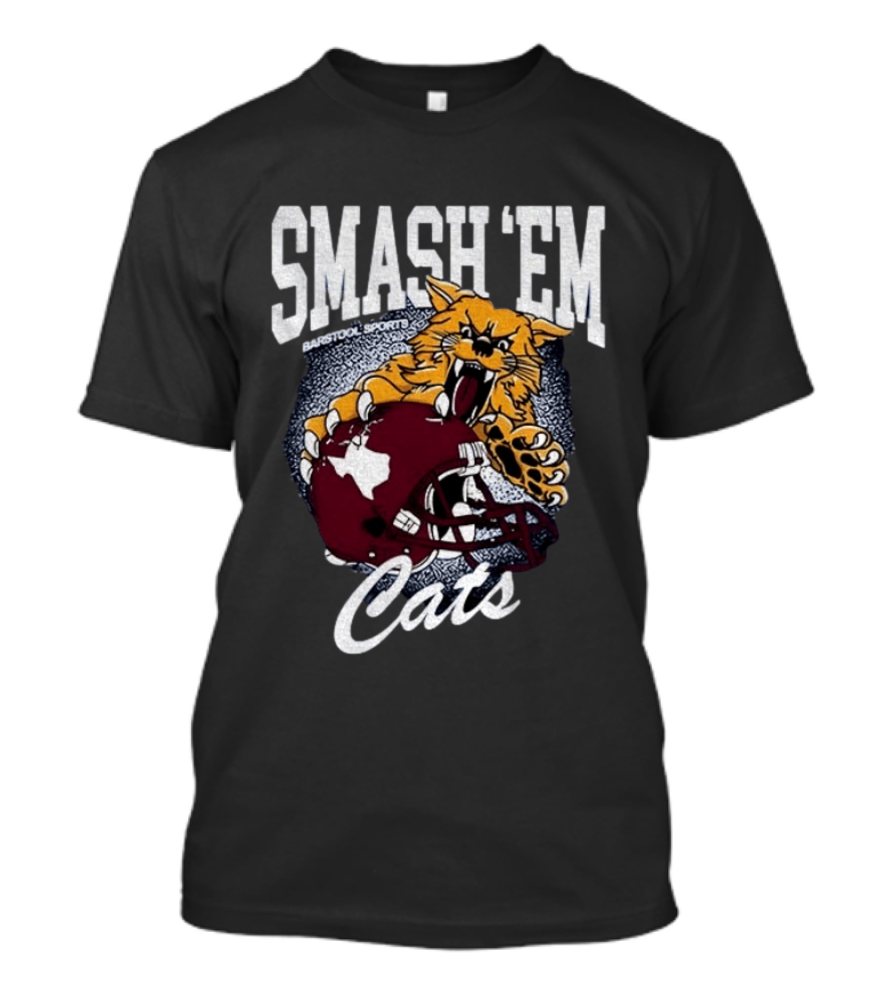 Smash 'Em Cats Barstool Sports Wildcat Clawing Texas Football Helmet T-Shirt