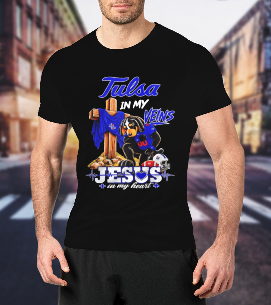 Tulsa Golden Hurricane Dog Faith Football Jesus In My Heart T-Shirt