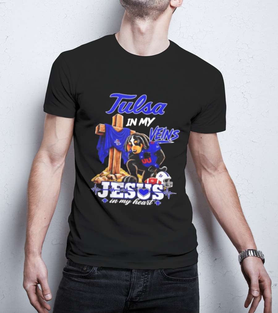 Tulsa Golden Hurricane Dog Faith Football Jesus In My Heart T-Shirt