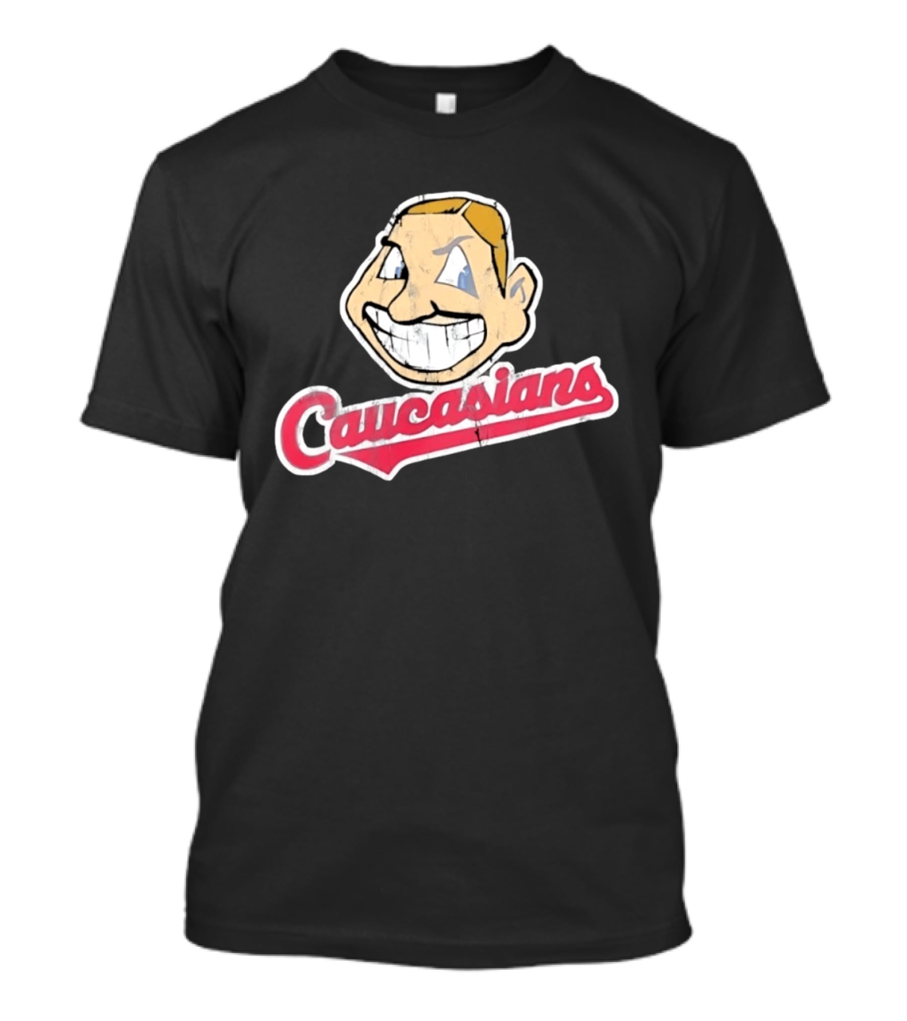 Caucasians Distressed Satire Grinning T-Shirt