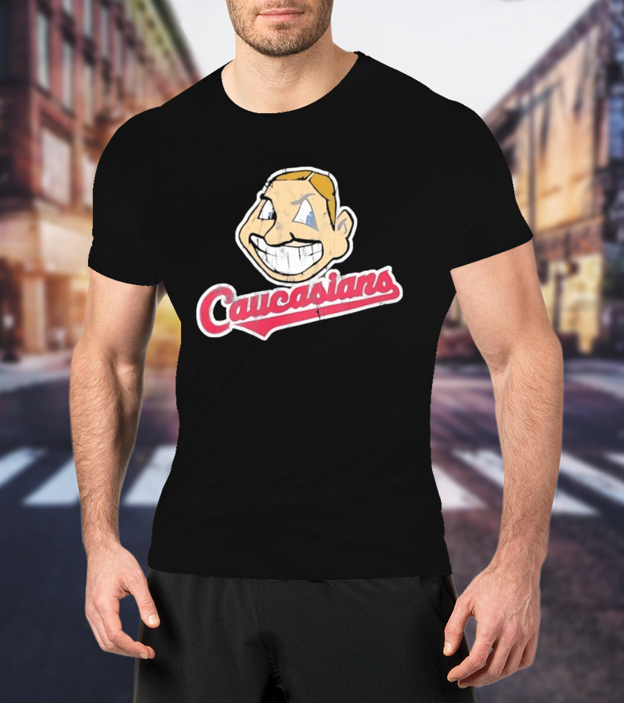 Caucasians Distressed Satire Grinning T-Shirt