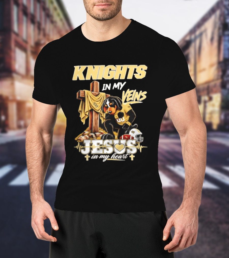 UCF Knights Dog Football Jesus Cross Faith In My Heart T-Shirt