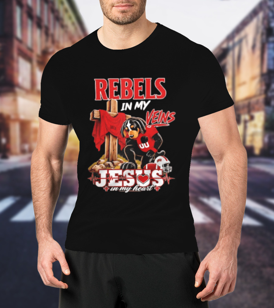 UNLV Rebels Dog In My Veins Jesus In My Heart Football Faith T-Shirt