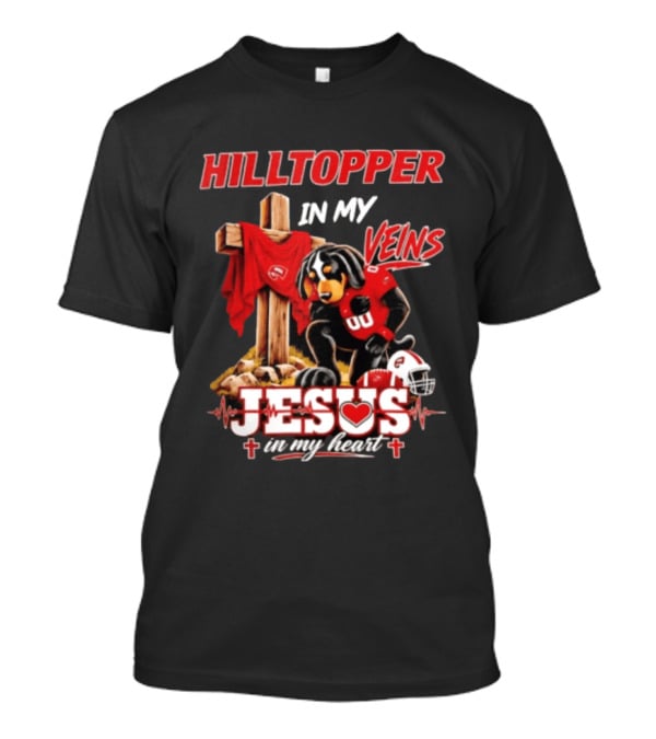 Western Kentucky Hilltopper In My Veins Jesus In My Heart Football Faith T-Shirt