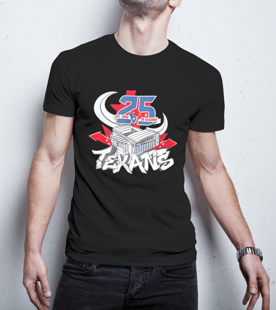 Houston Texans Est. 2002 25 Seasons NRG Stadium Anniversary T-Shirt