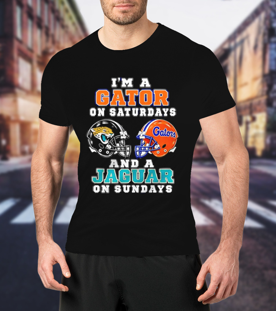 I'm A Gator On Saturdays And A Jaguar On Sundays Football Helmets T-Shirt