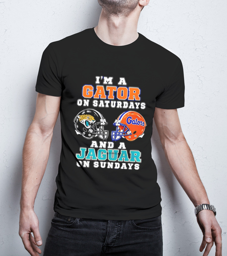 I'm A Gator On Saturdays And A Jaguar On Sundays Football Helmets T-Shirt