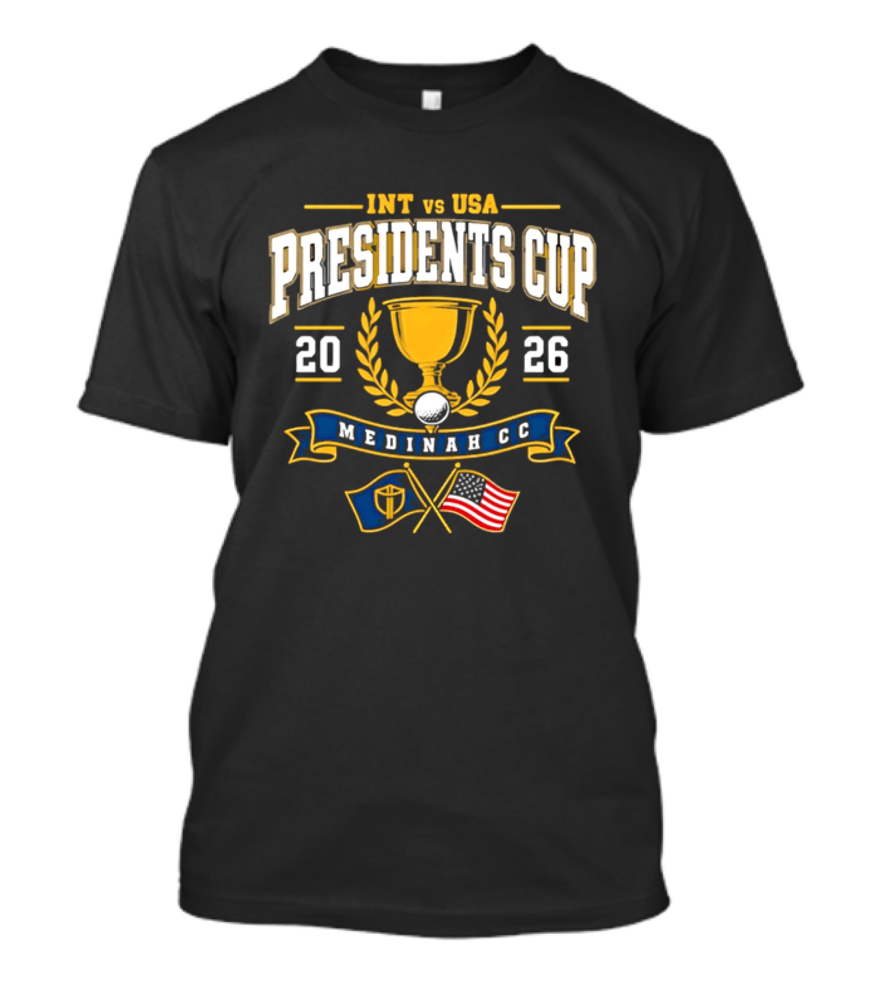INT Vs USA Presidents Cup 2026 Medinah CC Trophy And Flags T-Shirt