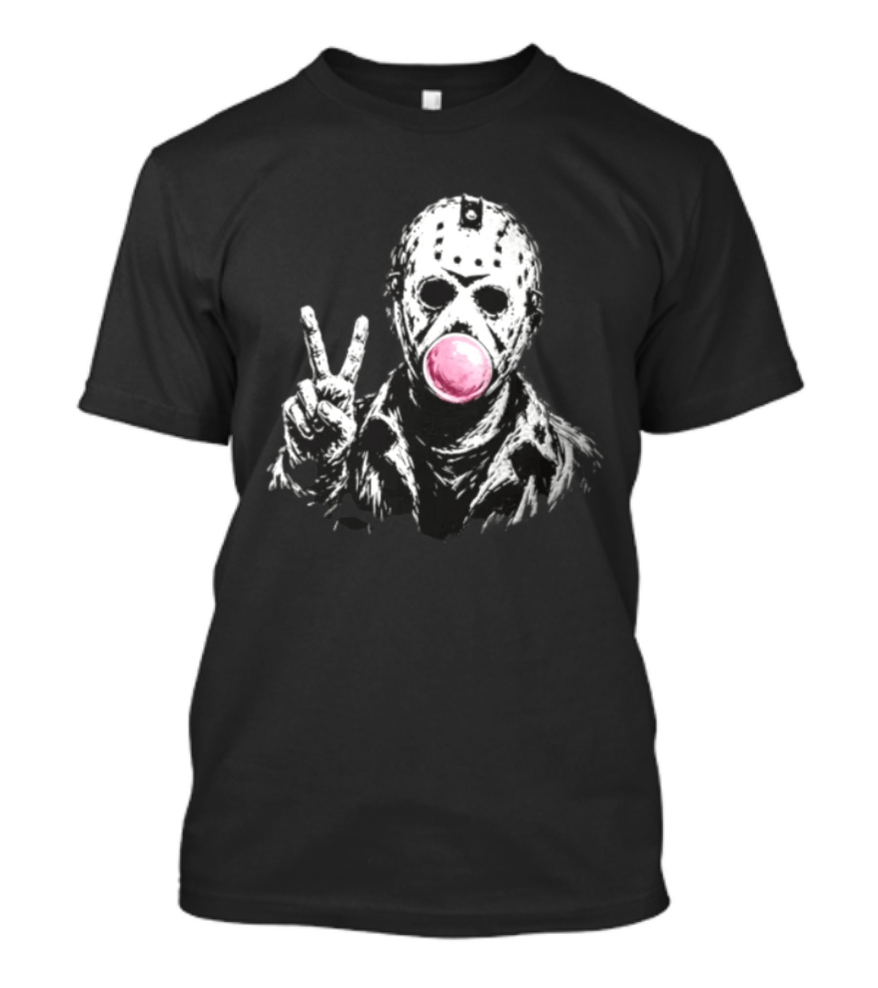 Jason Voorhees Hockey Mask Peace Sign Bubble Gum T-Shirt
