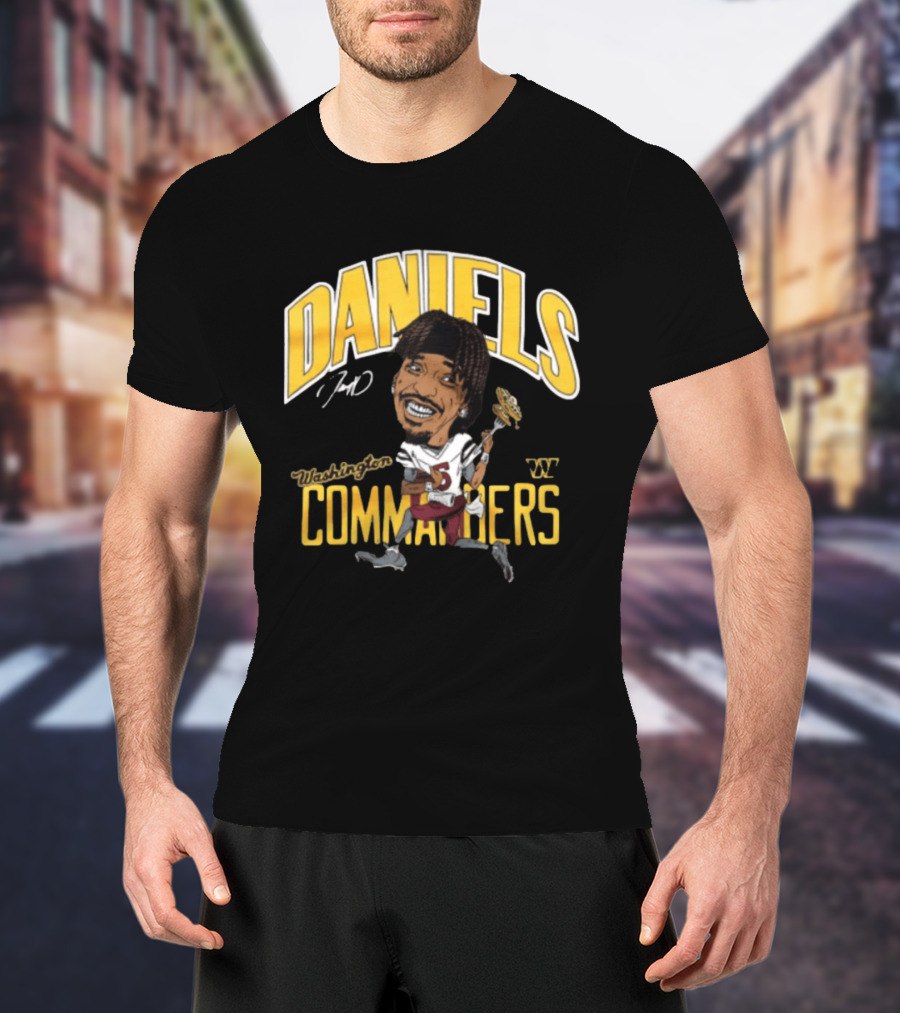 Daniels 7 Washington Commanders Caricature Player Holding Waffle Fork T-Shirt