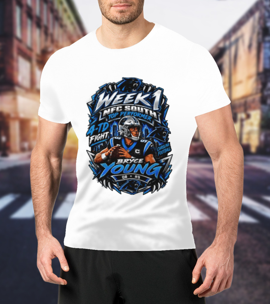 Week 1 NFC South Top Performer Bryce Young 4 TD Fight Carolina Football T-Shirt