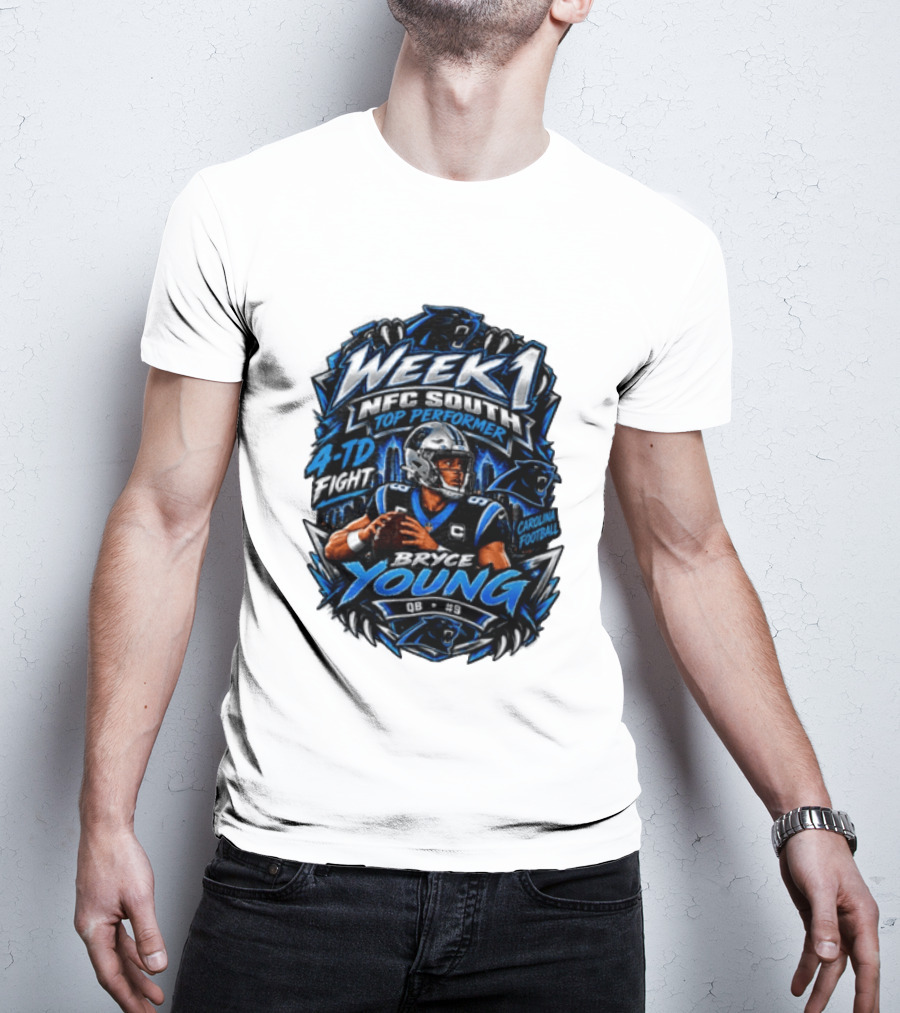 Week 1 NFC South Top Performer Bryce Young 4 TD Fight Carolina Football T-Shirt