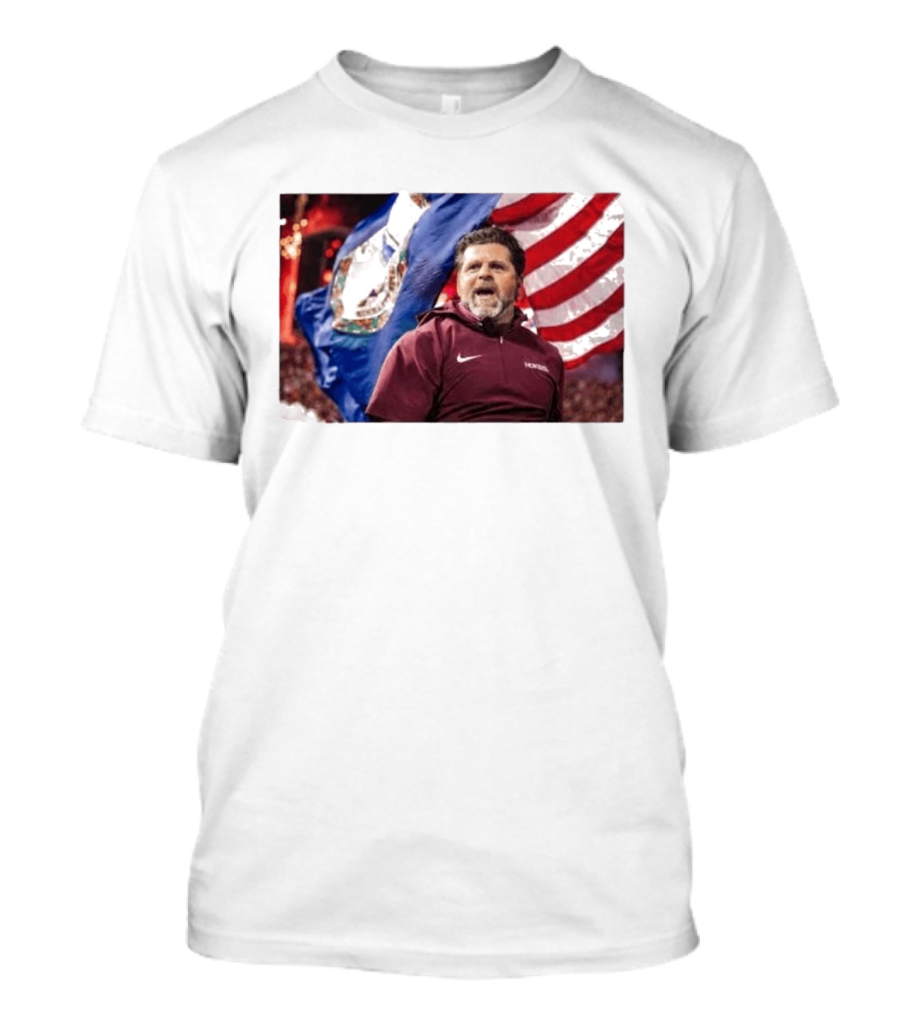 Virginia Tech Hokies Coach Brent Pry With Flags T-Shirt