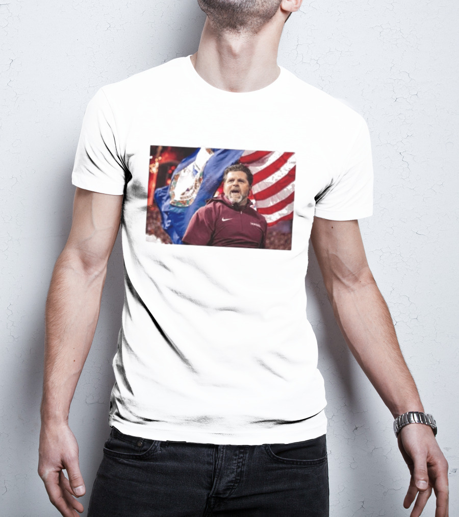 Virginia Tech Hokies Coach Brent Pry With Flags T-Shirt
