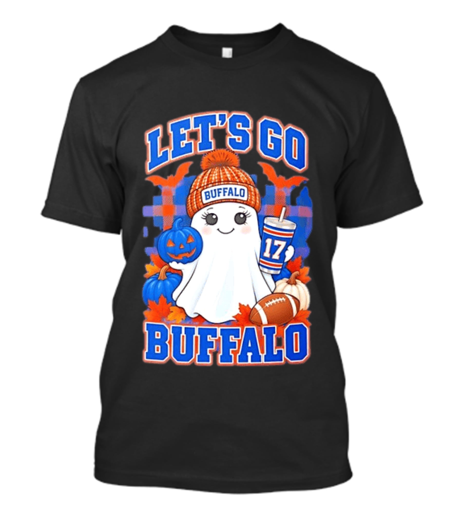 Let's Go Buffalo Ghost 17 Halloween Football Pumpkin Leaves T-Shirt