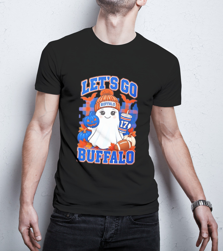 Let's Go Buffalo Ghost 17 Halloween Football Pumpkin Leaves T-Shirt