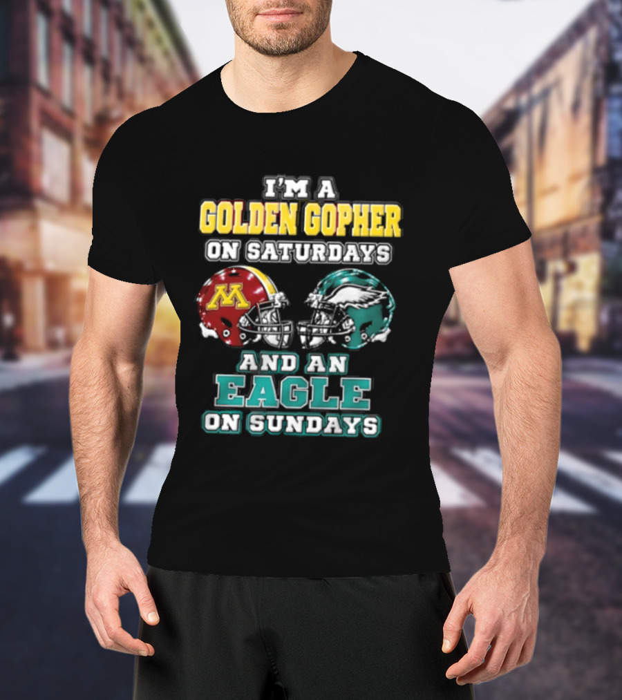 Golden Gopher On Saturdays Eagle On Sundays Helmets T-Shirt