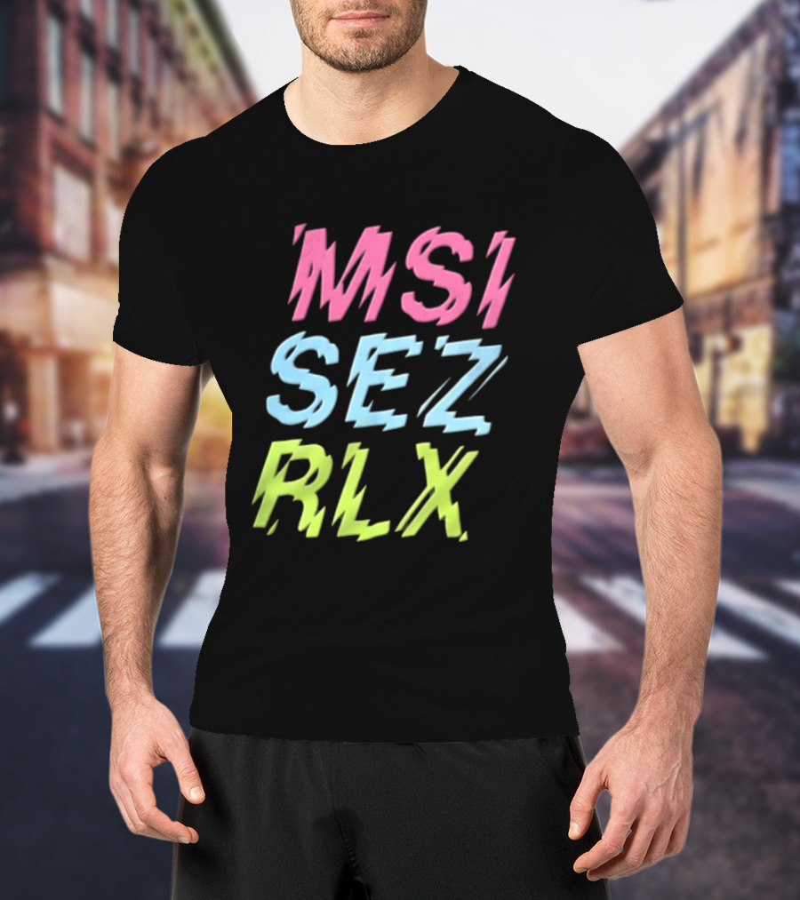 MSI SEZ RLX Glitch Neon Colors Pink Blue Yellow T-Shirt