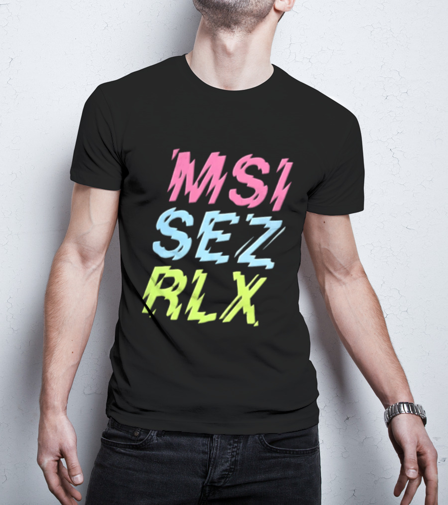 MSI SEZ RLX Glitch Neon Colors Pink Blue Yellow T-Shirt