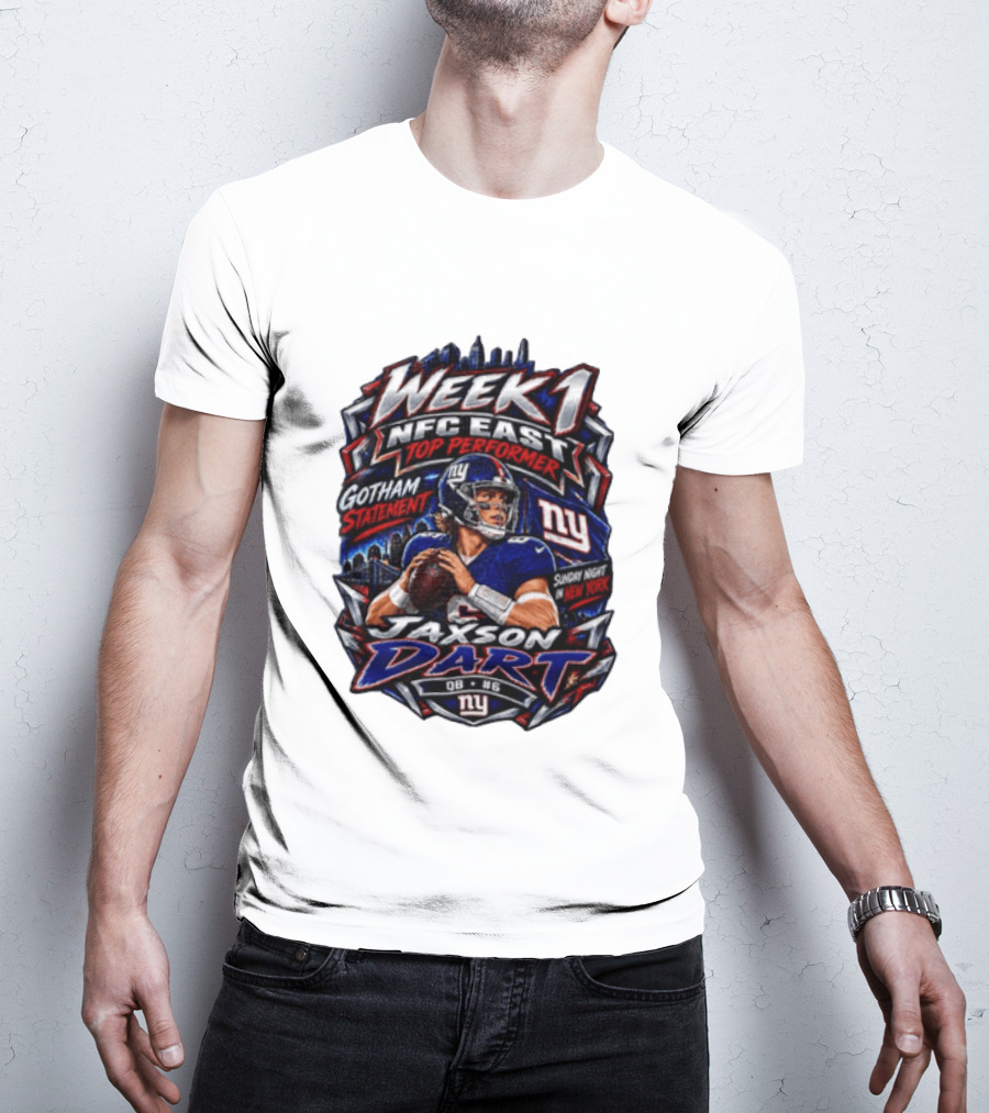 Week 1 NFC East Top Performer Jaxson Dart Gotham Statement Sunday Night New York T-Shirt