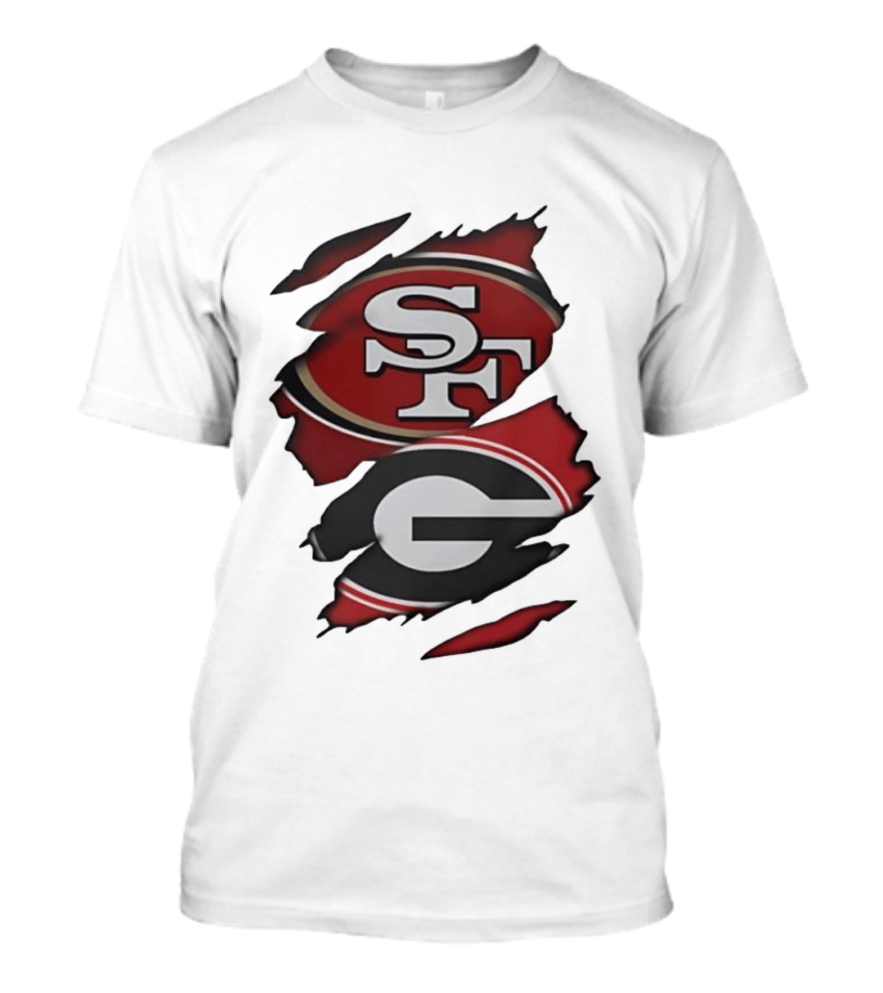 San Francisco 49ers Georgia Bulldogs Torn Fabric T-Shirt
