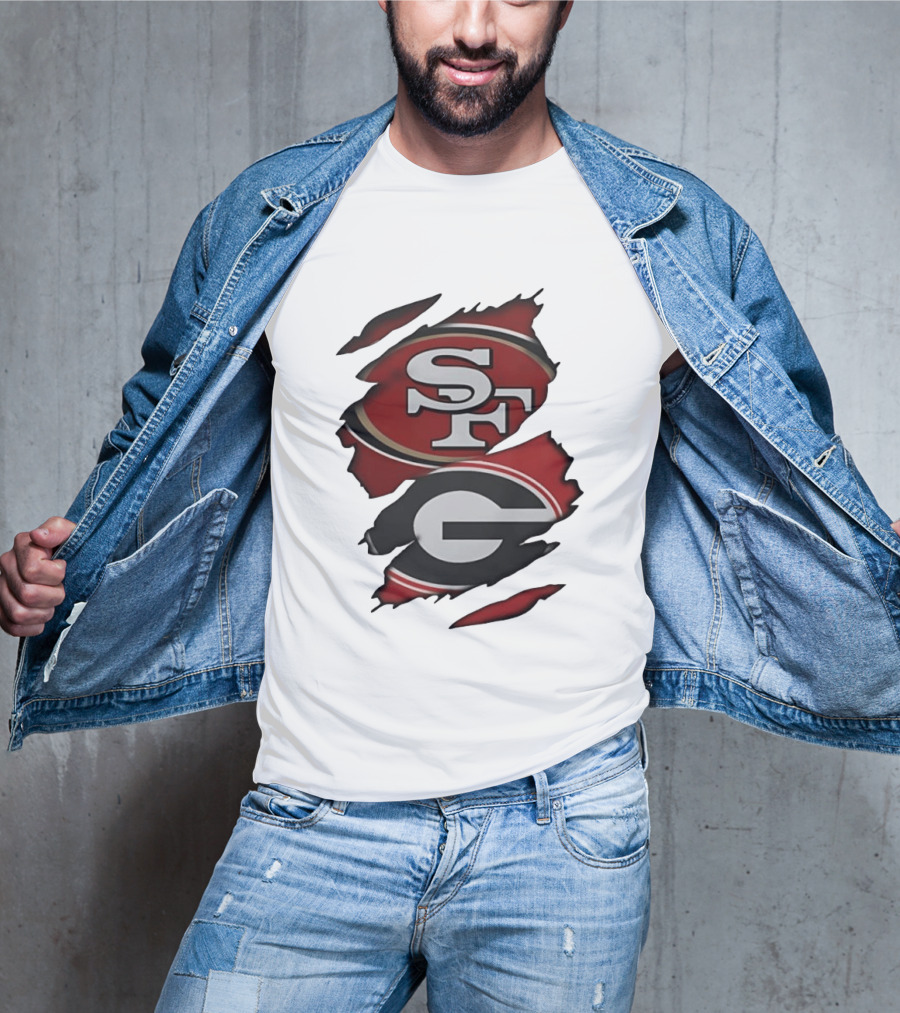 San Francisco 49ers Georgia Bulldogs Torn Fabric T-Shirt