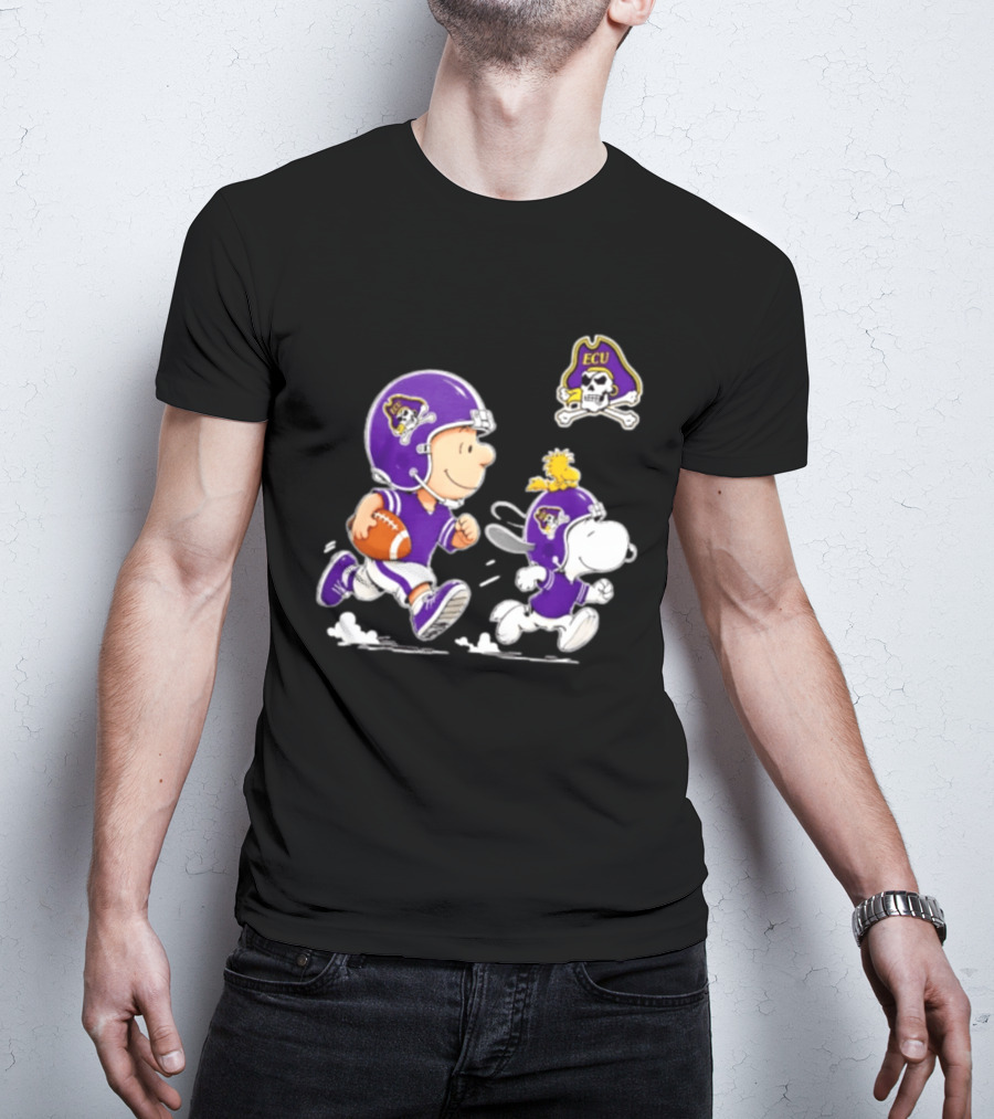 Charlie Brown Snoopy Woodstock East Carolina Pirates Football 2026 T-Shirt