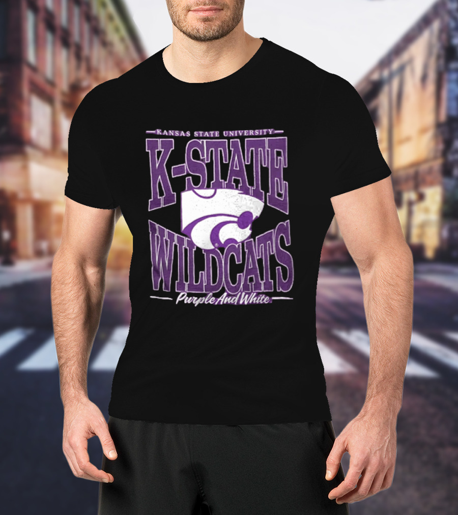 Kansas State University K State Wildcats Purple And White T-Shirt