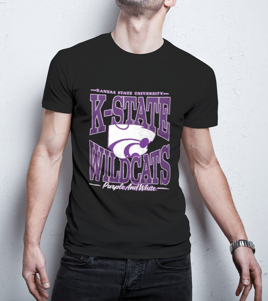 Kansas State University K State Wildcats Purple And White T-Shirt