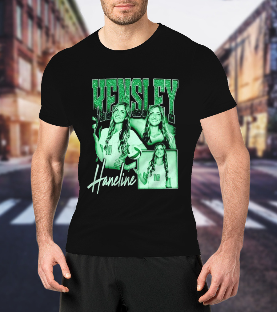 Kensley Haneline 18 Volleyball Player Green Collage T-Shirt