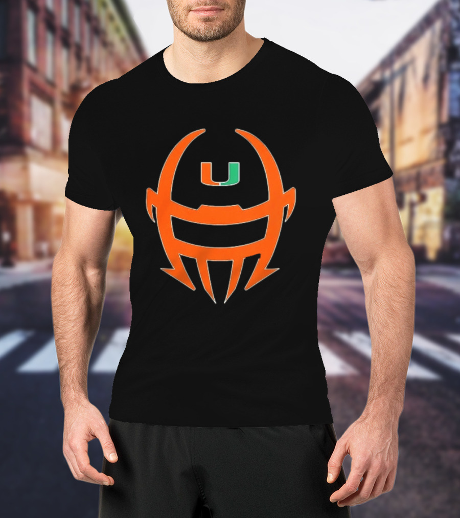 Miami Hurricanes Football Helmet Shape NCAA U T-Shirt