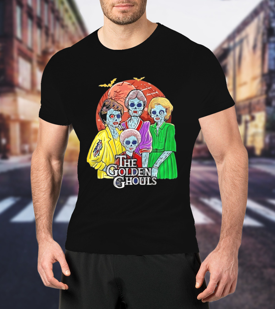 Halloween Zombie The Golden Ghouls Bat Moon T-Shirt