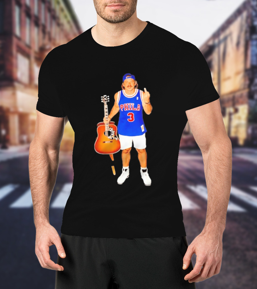 Morgan Wallen Phila 3 Jersey Middle Finger Gesture With Guitar T-Shirt