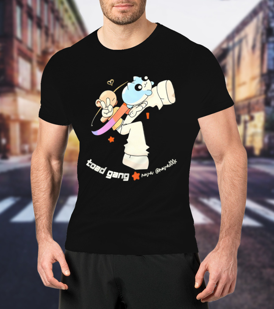 Toad Gang By Nova Nova100x Cartoon Character Peace Sign Colorful T-Shirt