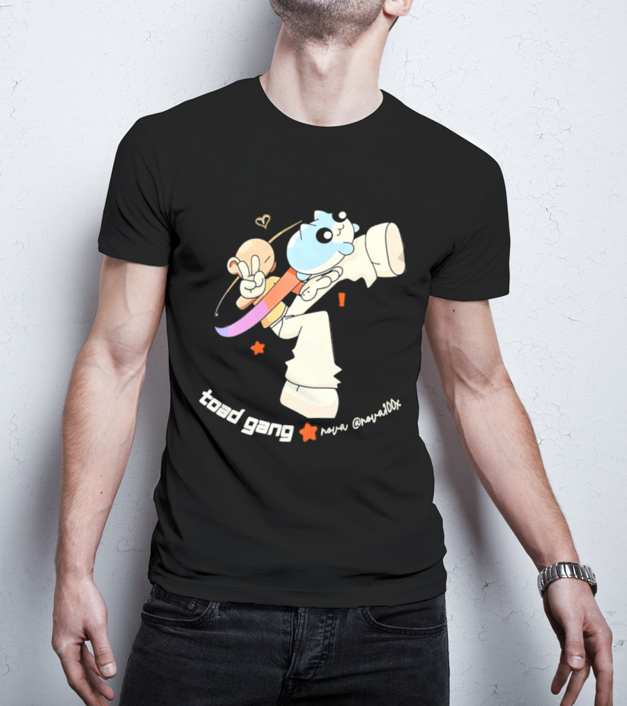 Toad Gang By Nova Nova100x Cartoon Character Peace Sign Colorful T-Shirt