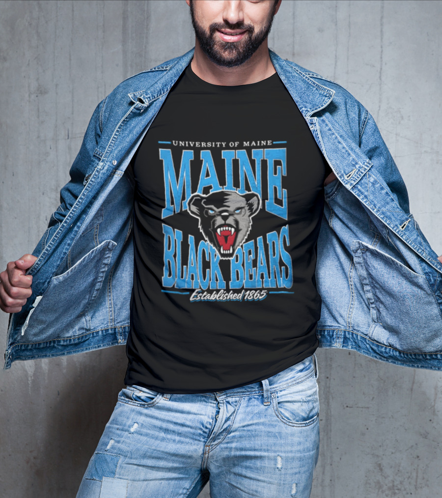 University Of Maine Black Bears Est. 1865 Aggressive Bear Head T-Shirt