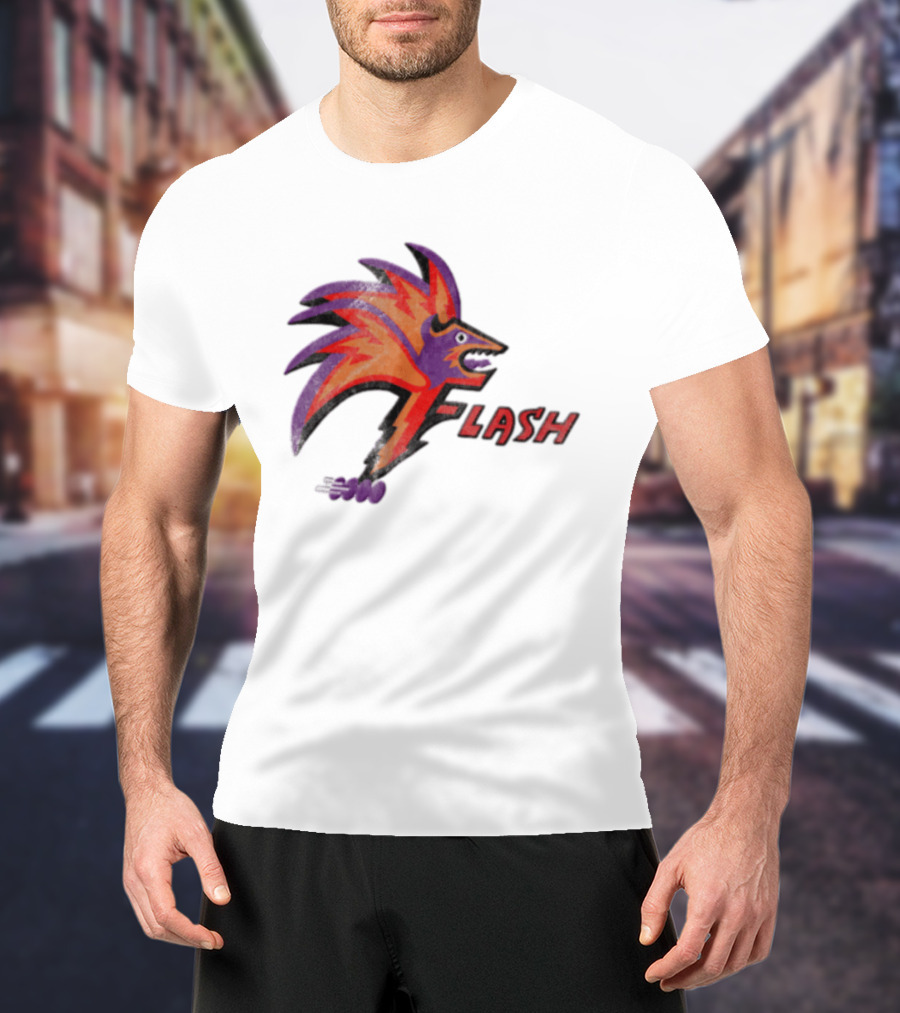 1993 Las Vegas Flash Purple And Orange Retro Wolf T-Shirt