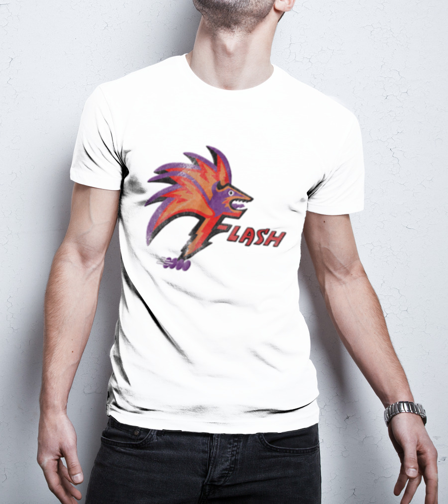 1993 Las Vegas Flash Purple And Orange Retro Wolf T-Shirt