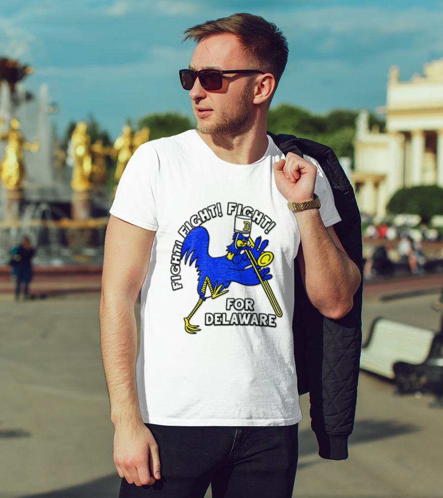 Delaware Blue Hens Fight Fight Fight For Delaware Chicken Trombone T-Shirt
