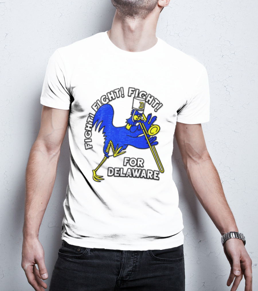 Delaware Blue Hens Fight Fight Fight For Delaware Chicken Trombone T-Shirt