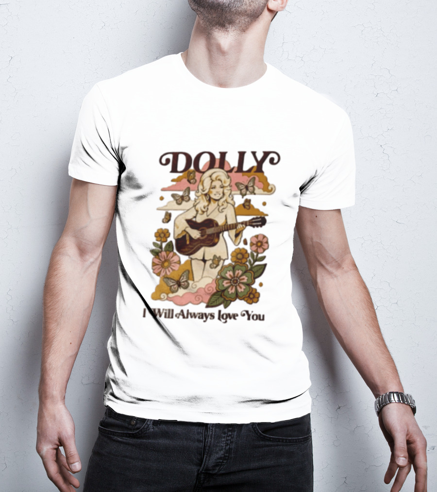 Dolly Parton I Will Always Love You Butterflies Flowers Guitar T-Shirt